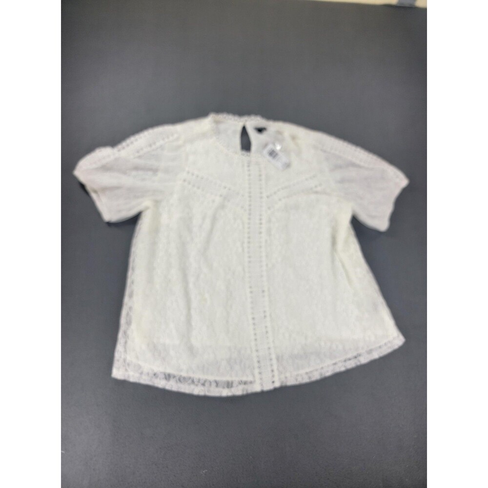 Torrid Blouse Womens Large White Lace Puff Short Sleeve Cloud‎ Dancer Romantic